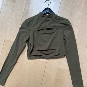 Olive Green Tigermist cut-out crop top